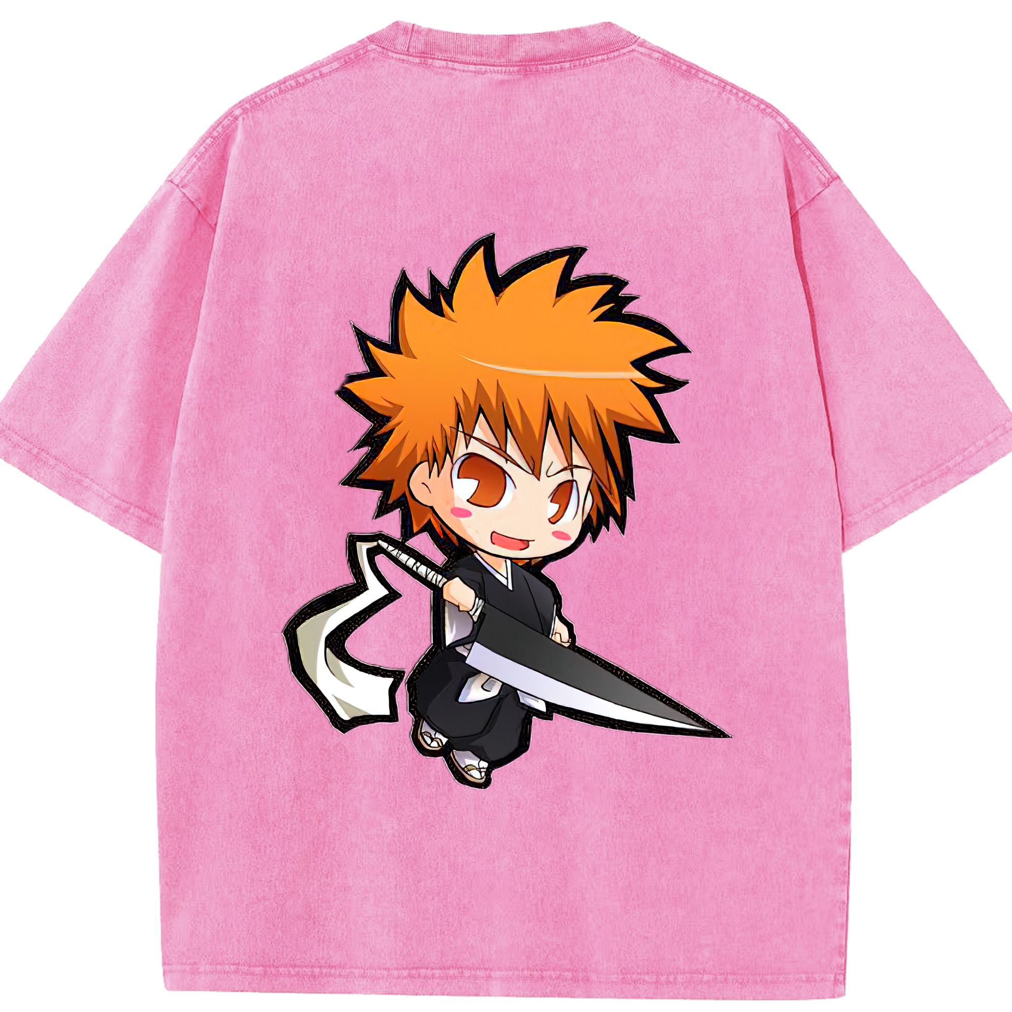 （画像用） ブリーチ 黒崎一護（くろさき いちご）BLEACH Kurosaki Ichigo 綿100% ヴィンテージ風 半袖Tシャツ（背面プリント）